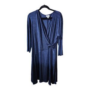 CHICO'S TRAVELERS Twist Front Faux Wrap Dress 3/4" Sleeve - Size 3 (XL/14)